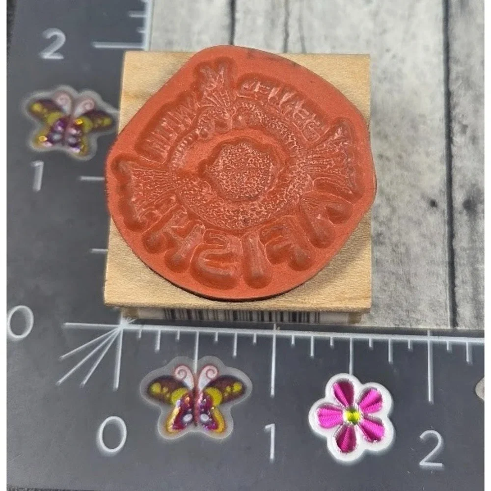 All Night Media Sealed With A Fish 379D Rubber Stamp Wood #i3